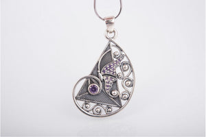 925 silver Fashion Geometry pendant with gems, unique fashion Jewelry - vikingworkshop