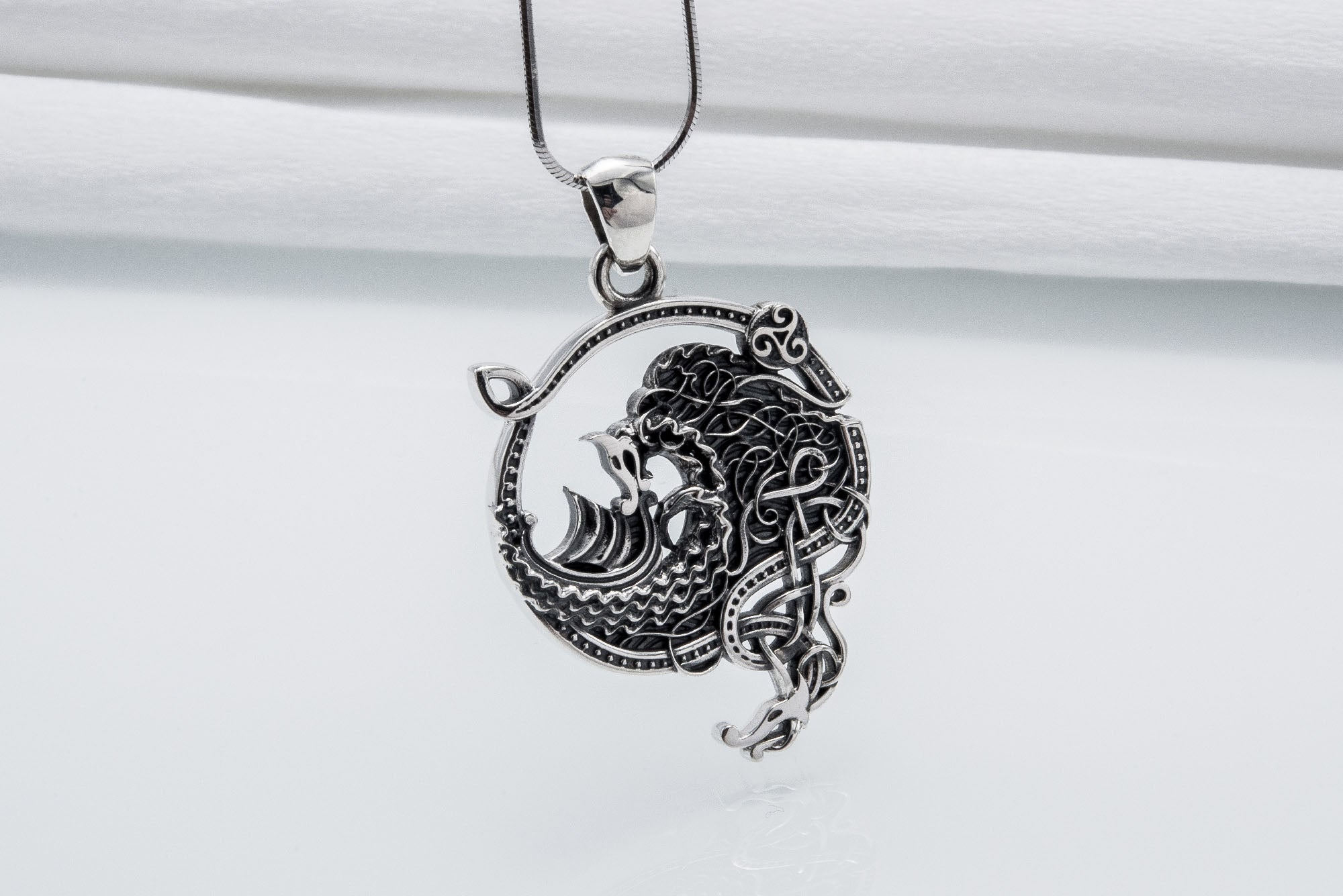 Sea Dragon 925 Silver Pendant, Unique Handmade Jewelry - vikingworkshop