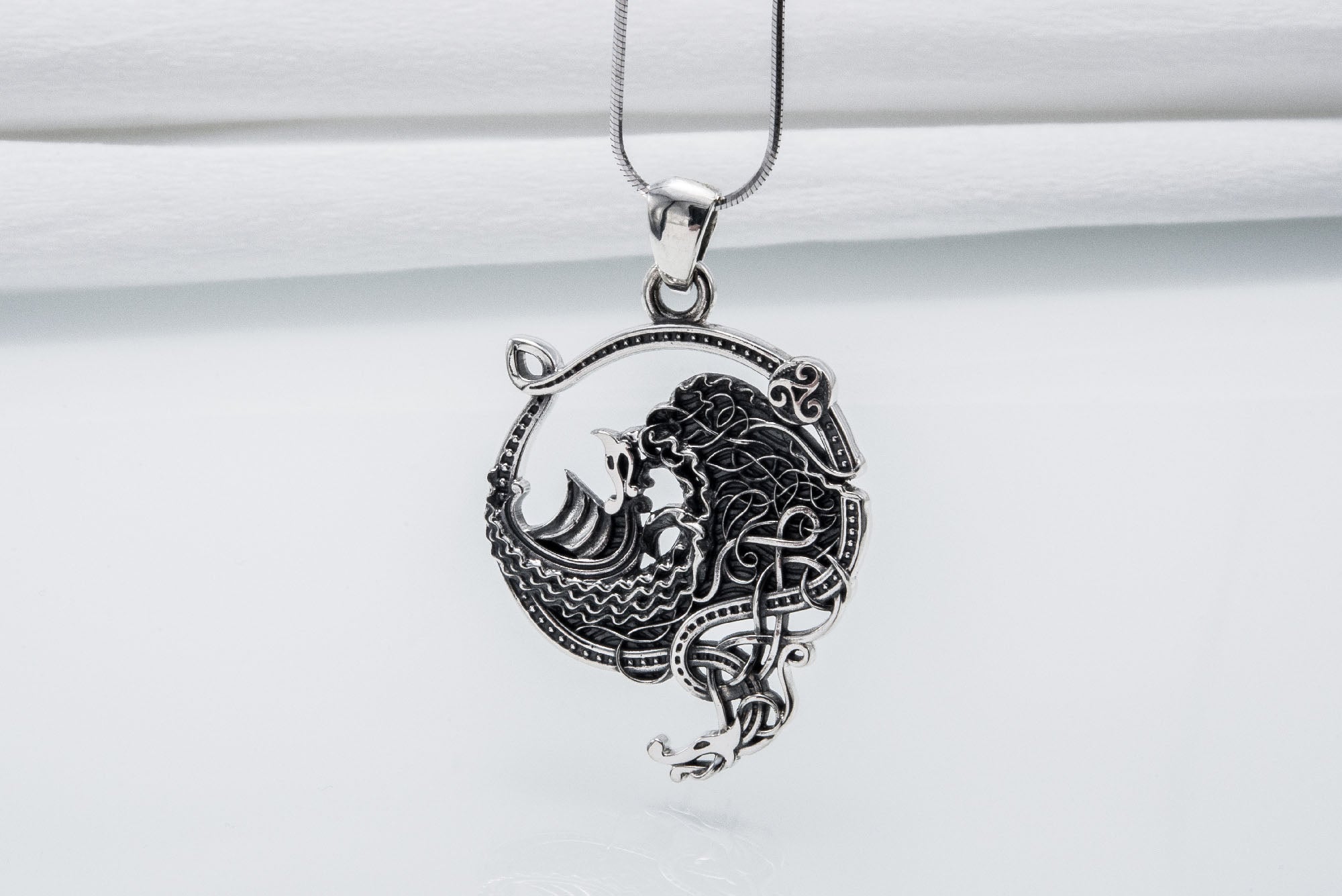 Sea Dragon 925 Silver Pendant, Unique Handmade Jewelry - vikingworkshop