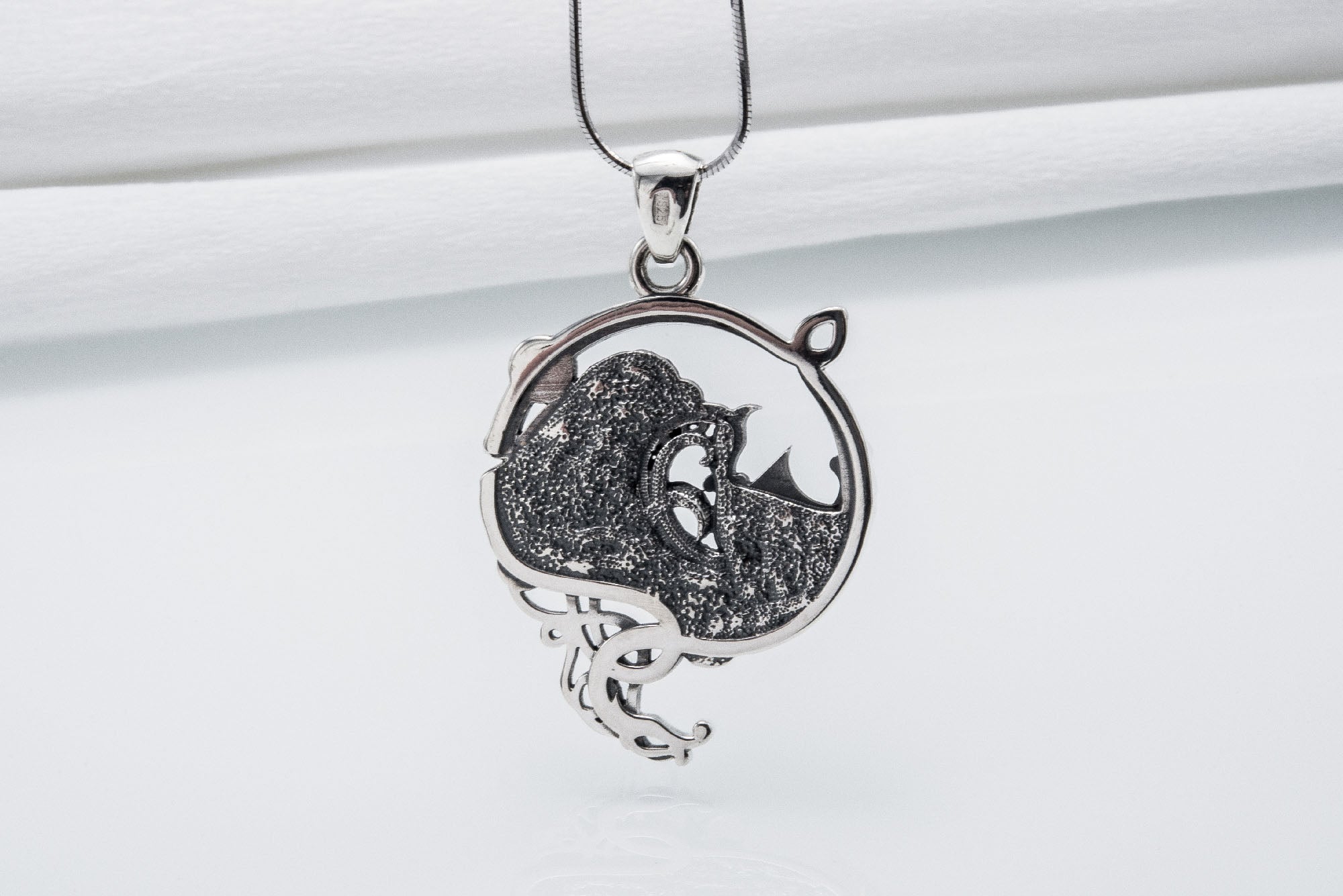 Sea Dragon 925 Silver Pendant, Unique Handmade Jewelry - vikingworkshop