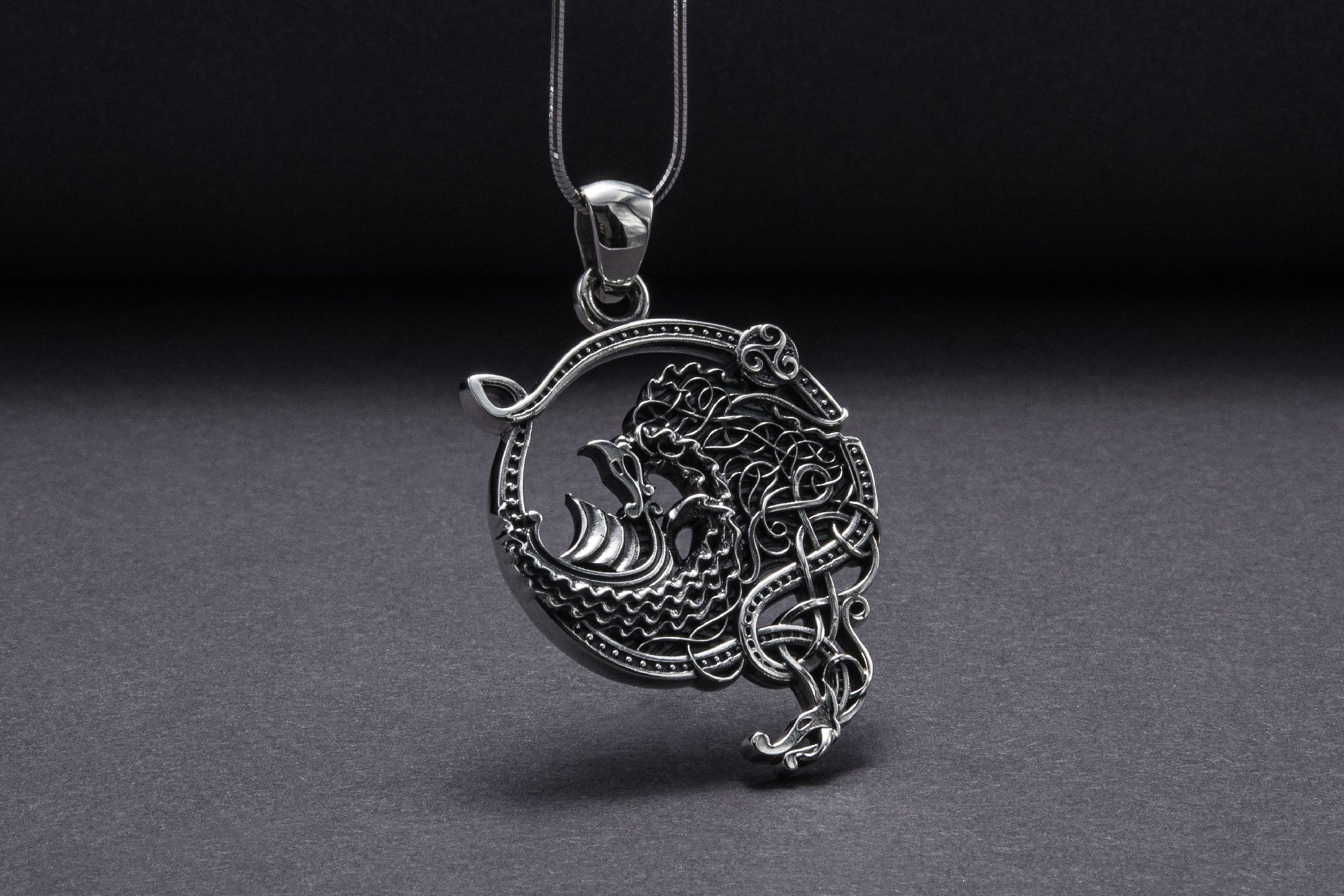 Sea Dragon 925 Silver Pendant, Unique Handmade Jewelry - vikingworkshop