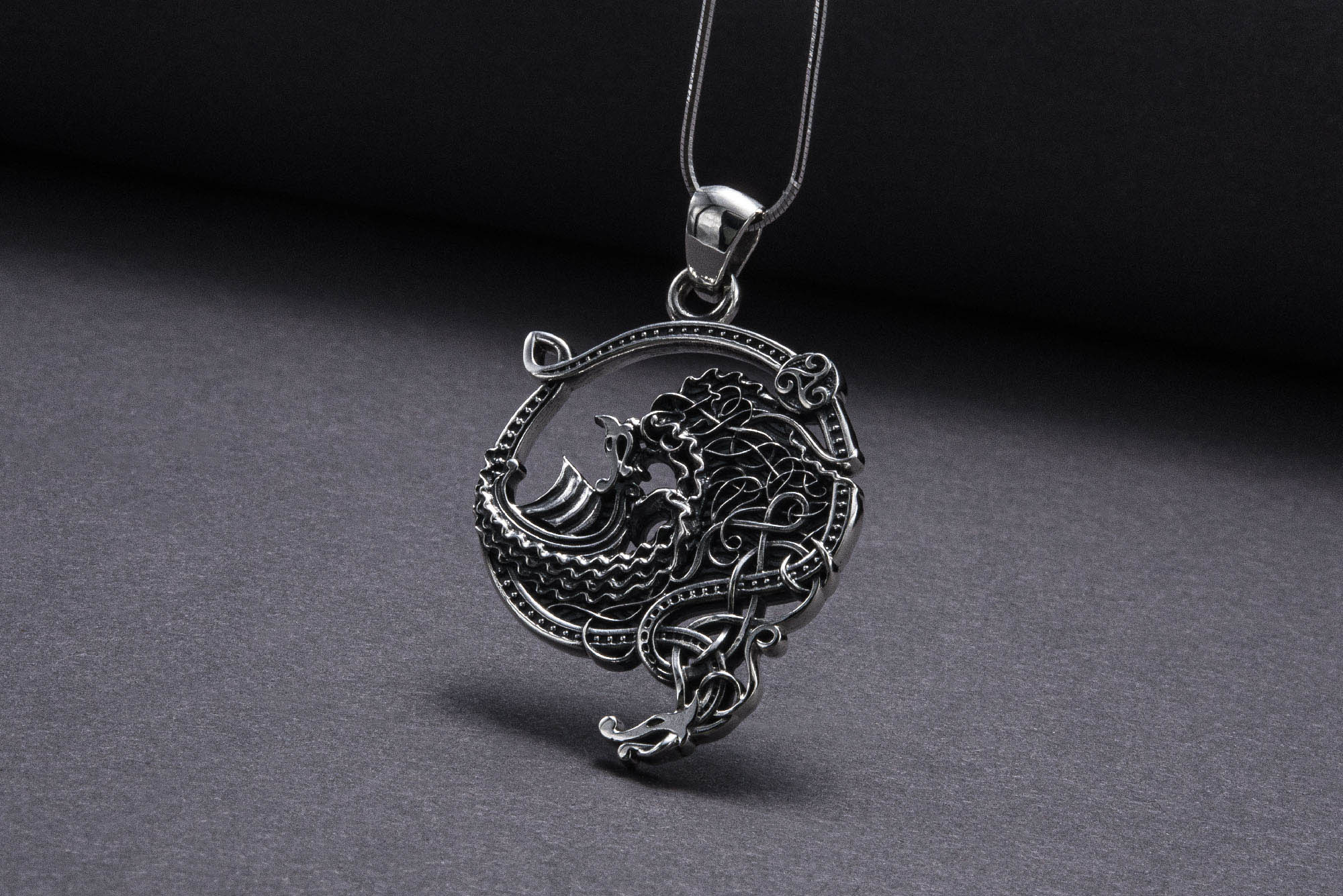 Sea Dragon 925 Silver Pendant, Unique Handmade Jewelry - vikingworkshop