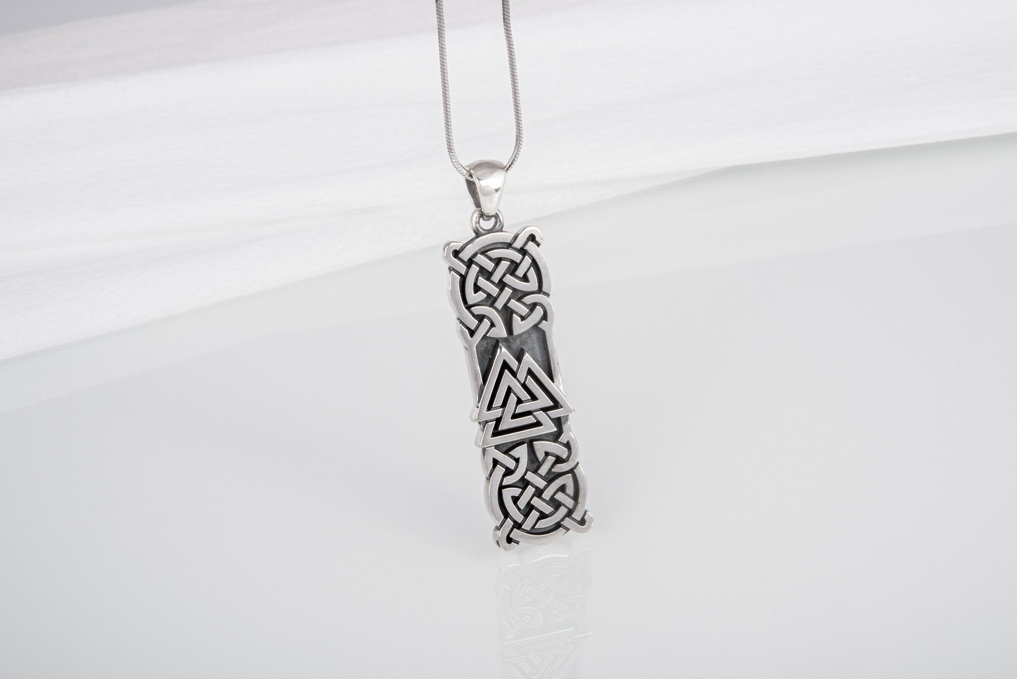 925 silver Viking pendant with Valknut and Celtic knots ornament, unique handmade jewelry - vikingworkshop