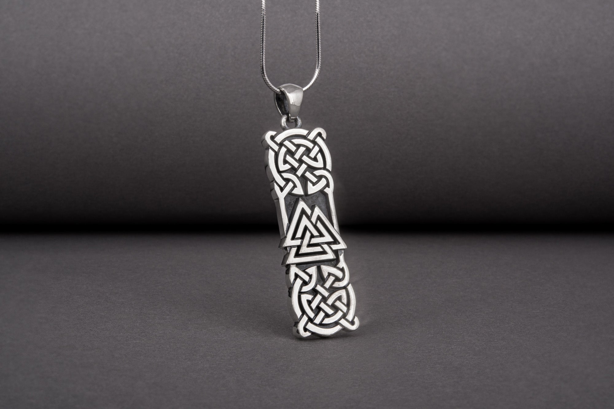 925 silver Viking pendant with Valknut and Celtic knots ornament, unique handmade jewelry - vikingworkshop