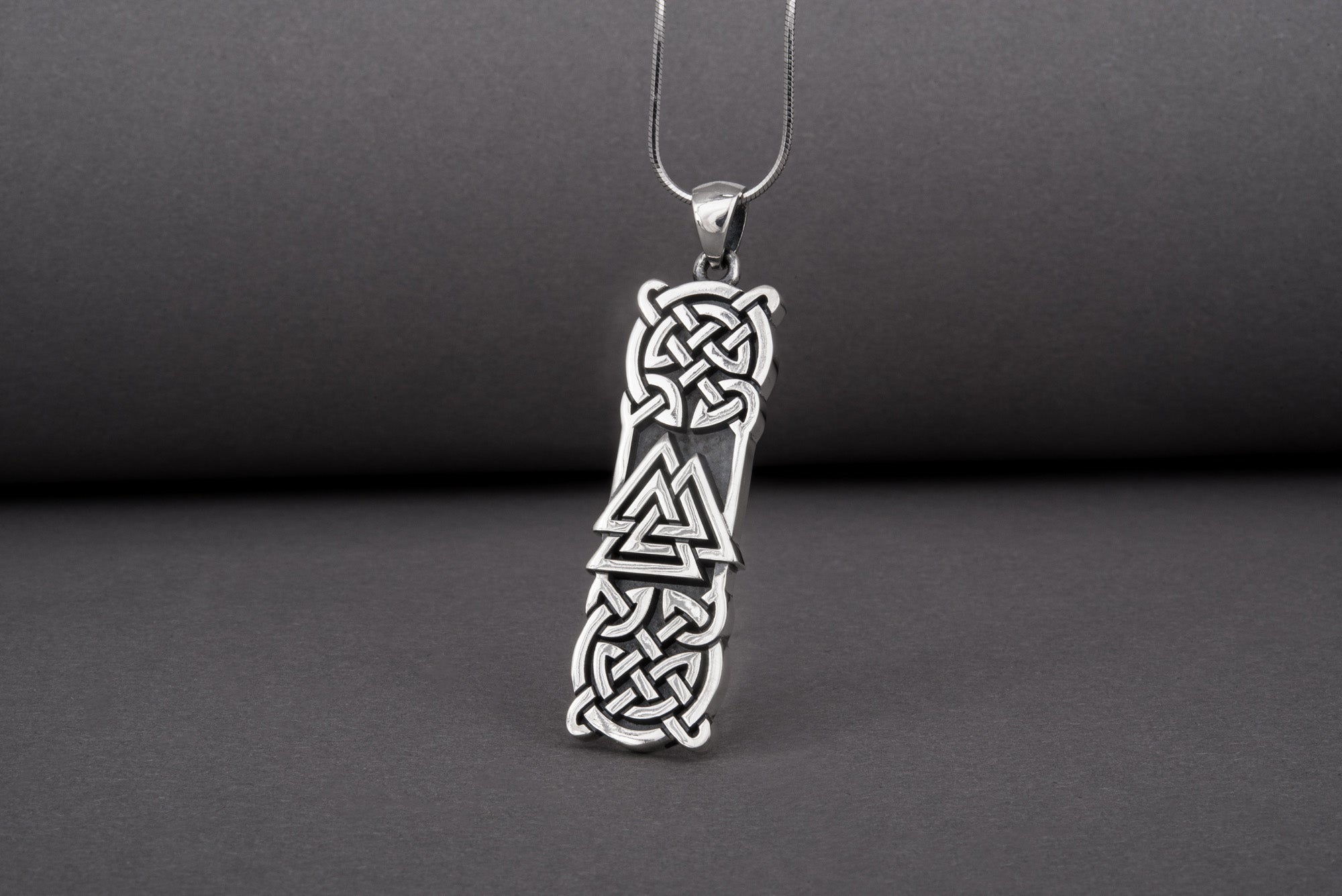 925 silver Viking pendant with Valknut and Celtic knots ornament, unique handmade jewelry - vikingworkshop