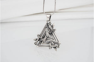 Brutal 925 silver viking pendant with Valknut swords, unique handmade jewelry - vikingworkshop