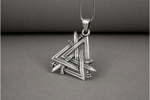 Brutal 925 silver viking pendant with Valknut swords, unique handmade jewelry - vikingworkshop