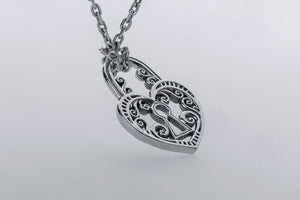 Heart Shaped Lock Pendant, 925 silver - vikingworkshop