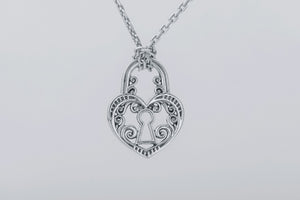 Heart Shaped Lock Pendant, 925 silver - vikingworkshop