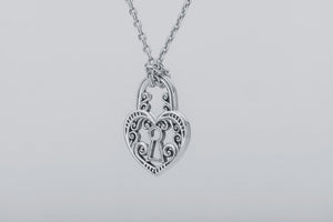 Heart Shaped Lock Pendant, 925 silver - vikingworkshop