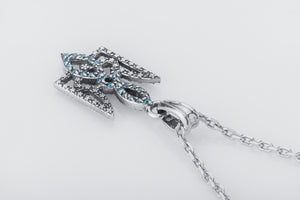 Ukrainian Trident Necklace with Gem, 925 Silver - vikingworkshop