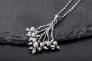 Flower Branch with Pearls Pendant - vikingworkshop