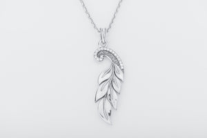 Feather 925 Silver Pendant with Gems - vikingworkshop