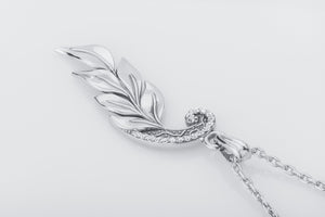 Feather 925 Silver Pendant with Gems - vikingworkshop