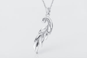 Feather 925 Silver Pendant with Gems - vikingworkshop