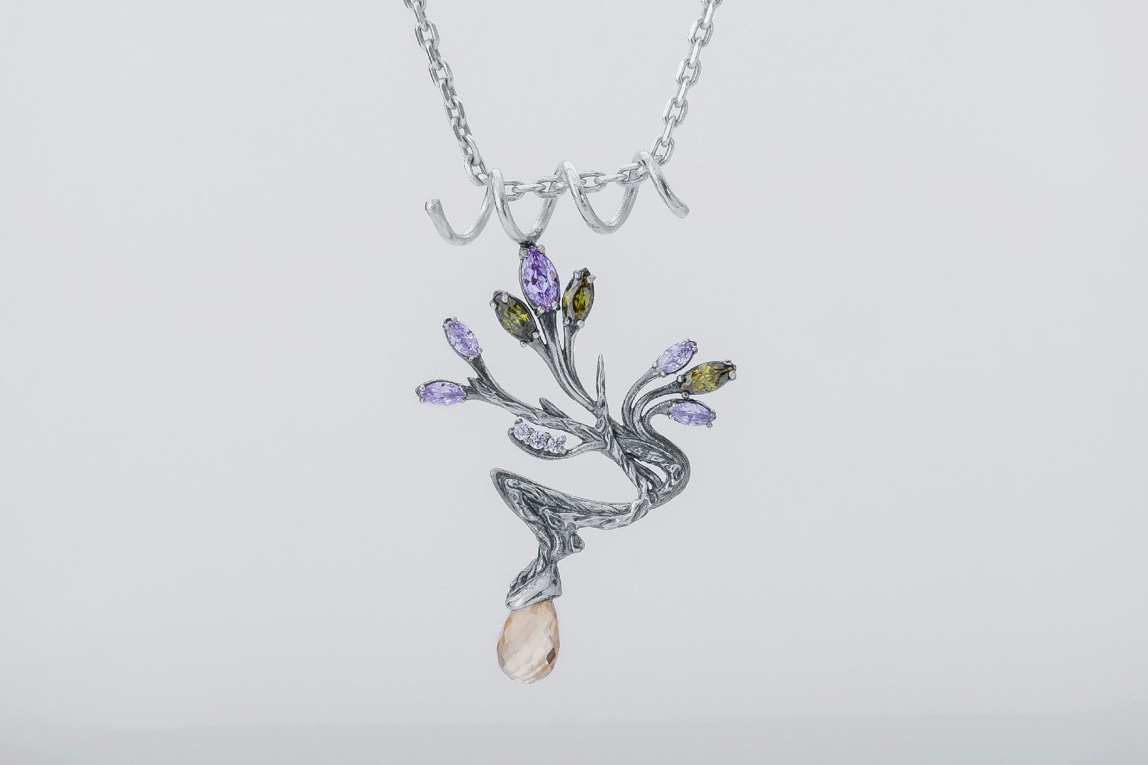 Branch with Buds and Gems, 925 Silver - vikingworkshop