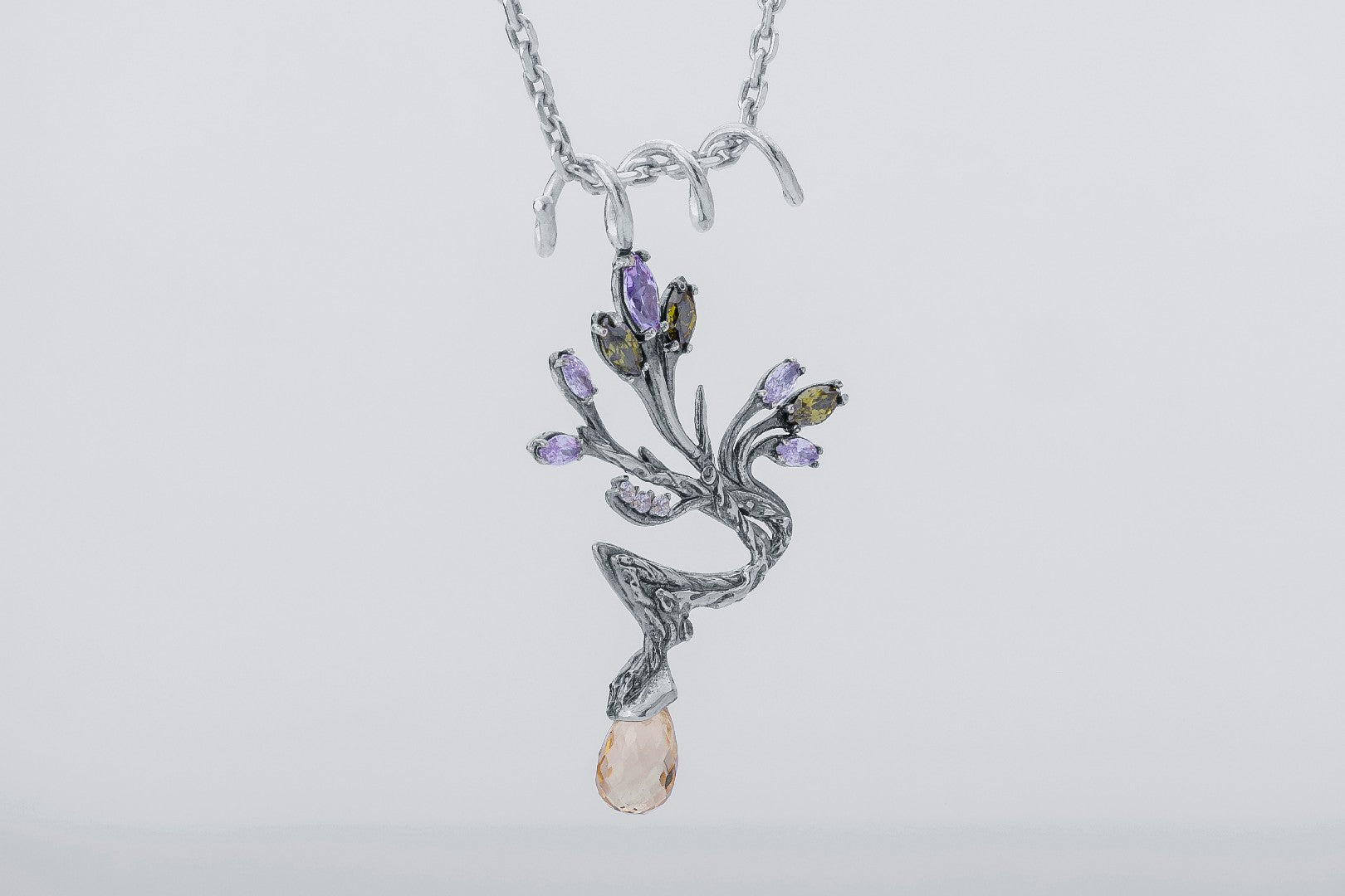 Branch with Buds and Gems, 925 Silver - vikingworkshop