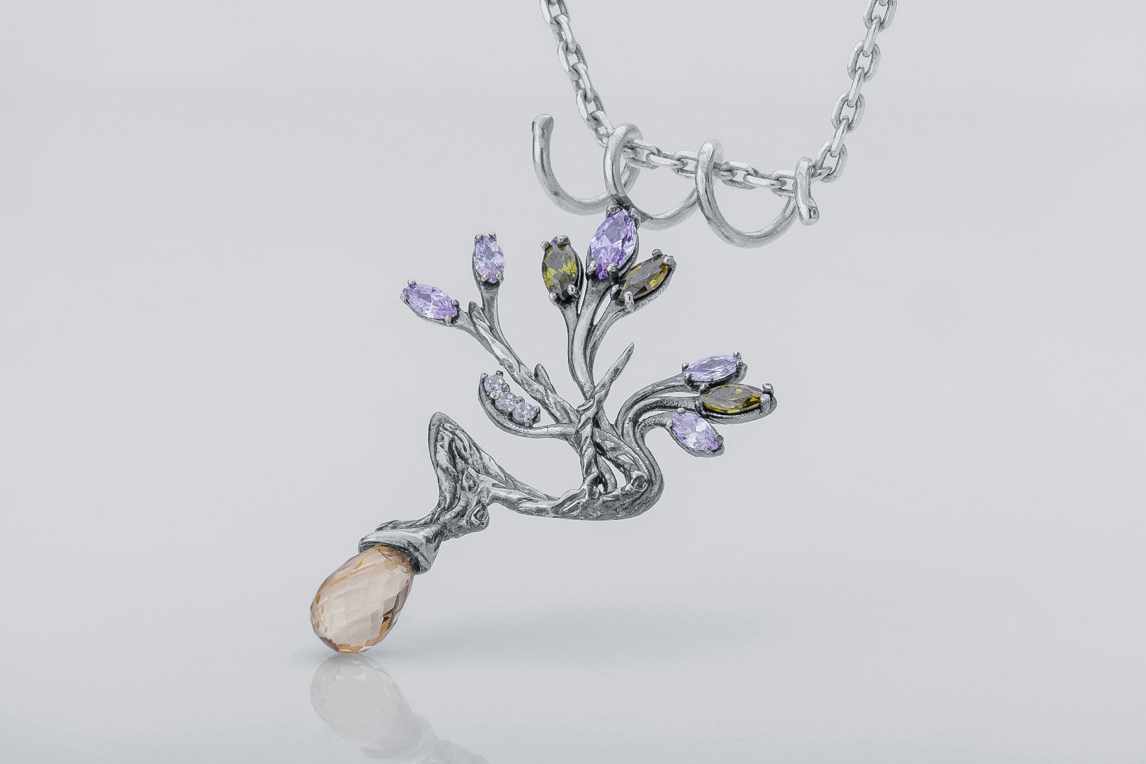 Branch with Buds and Gems, 925 Silver - vikingworkshop