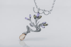 Branch with Buds and Gems, 925 Silver - vikingworkshop