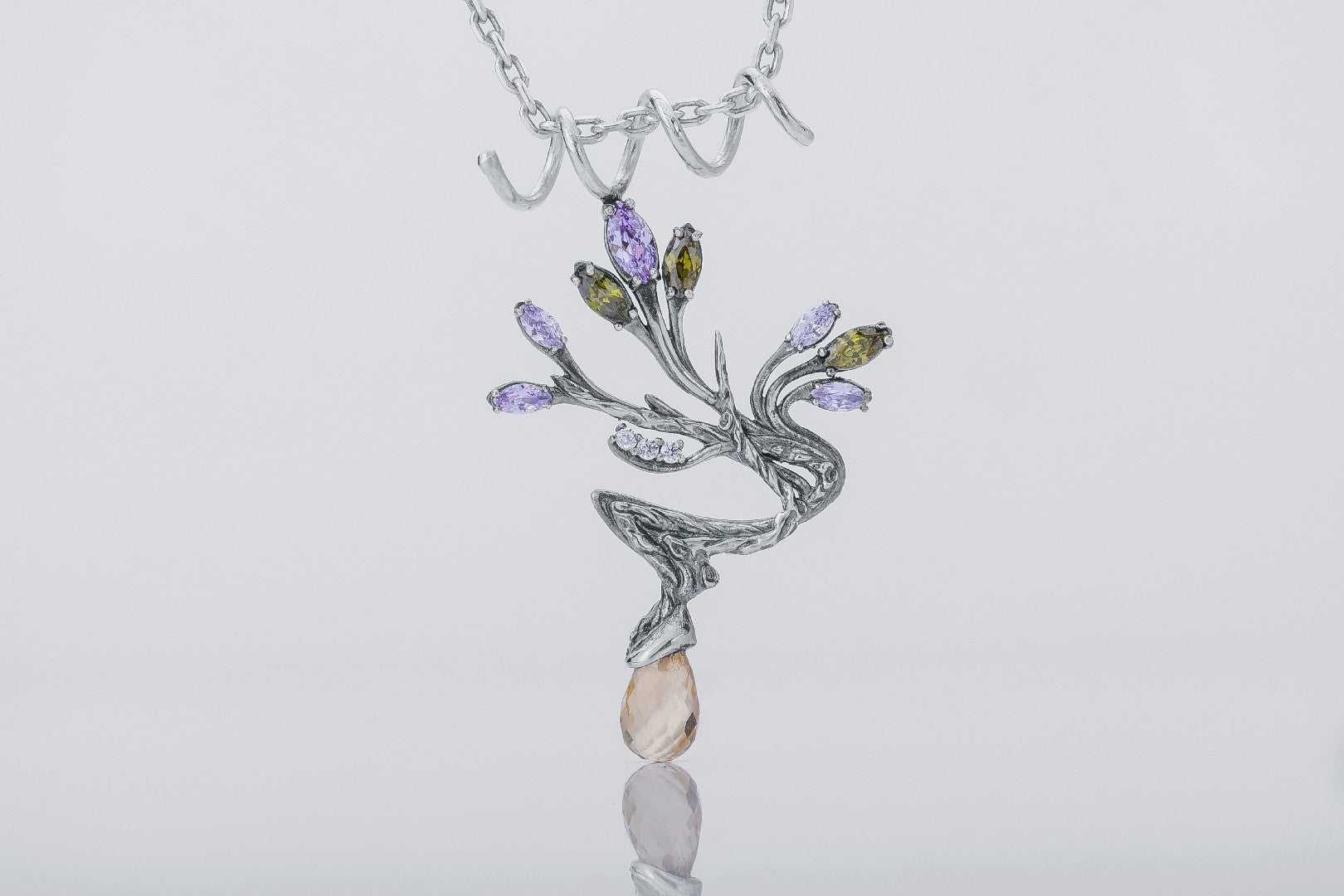 Branch with Buds and Gems, 925 Silver - vikingworkshop