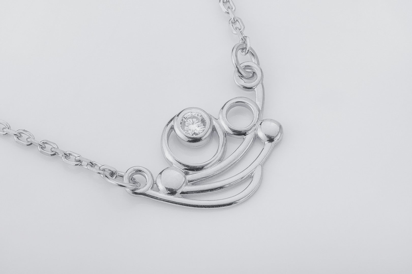 Oxygen Molecule Interpritation Necklace, Rhodium Plated 925 Silver - vikingworkshop