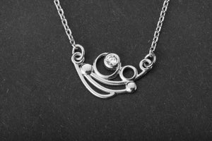 Oxygen Molecule Interpritation Necklace, Rhodium Plated 925 Silver - vikingworkshop