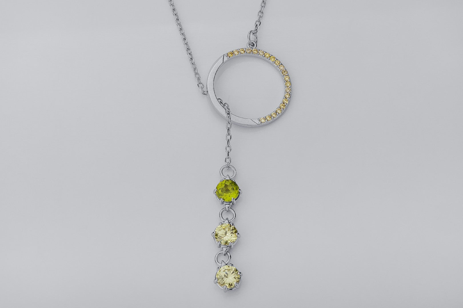 Bright Personality Pendant with Yellow Gems, Rhodium Plated 925 Silver - vikingworkshop