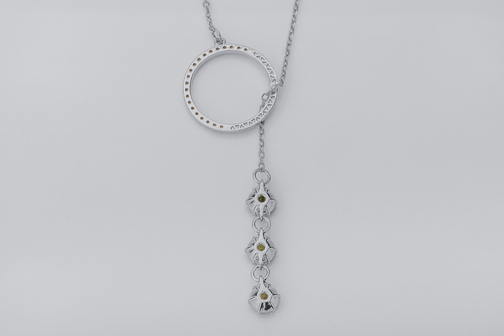 Bright Personality Pendant with Yellow Gems, Rhodium Plated 925 Silver - vikingworkshop