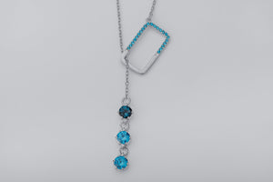 Bright Personality Pendant with Blue Gems, Rhodium Plated 925 Silver - vikingworkshop