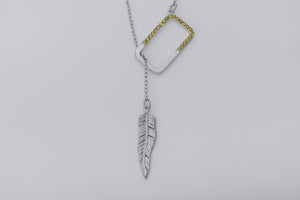 Creative Personality Feather Pendant, Rhodium Plated 925 Silver - vikingworkshop