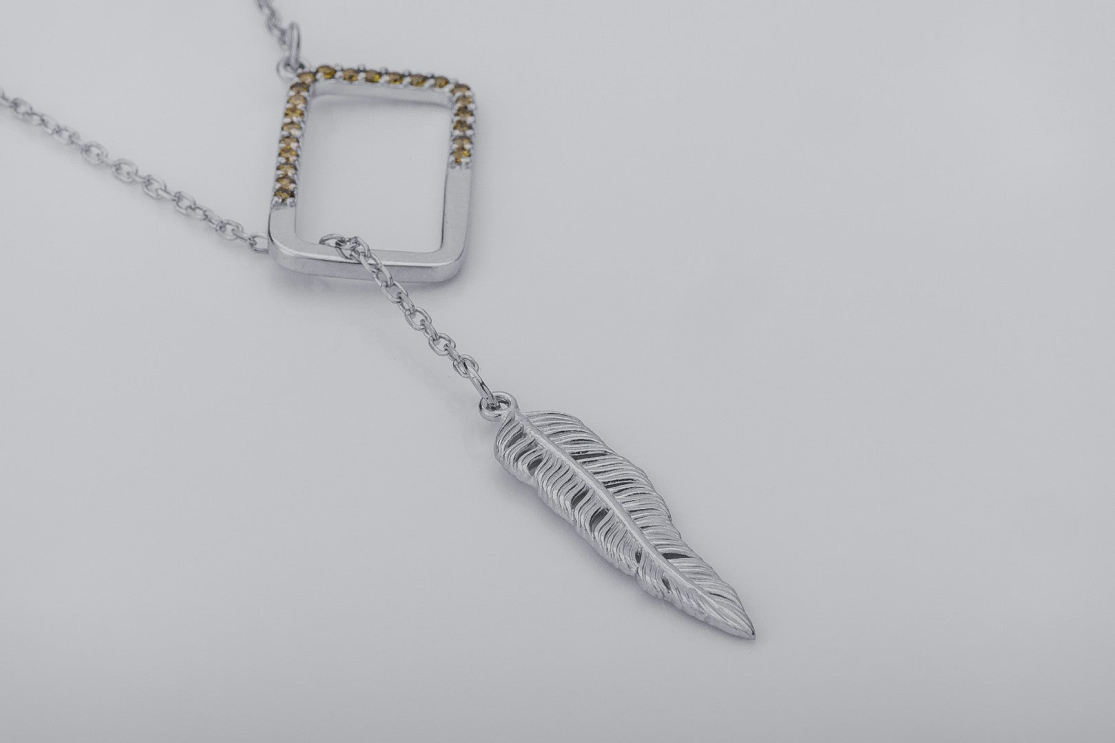 Creative Personality Feather Pendant, Rhodium Plated 925 Silver - vikingworkshop