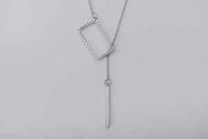 Strict Personality Pendant with Green Gems, Rhodium Plated 925 Silver - vikingworkshop