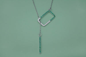 Strict Personality Pendant with Green Gems, Rhodium Plated 925 Silver - vikingworkshop