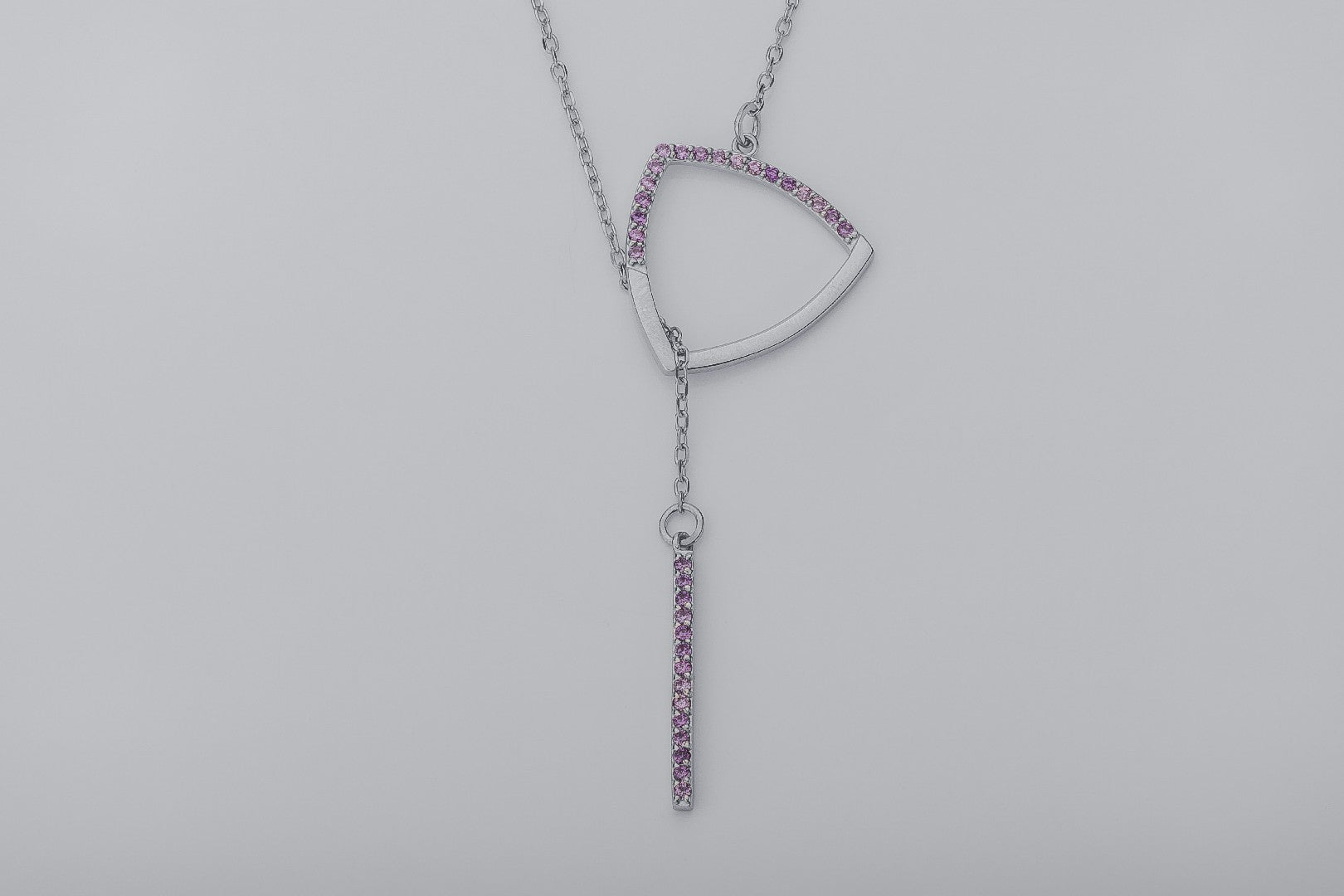 Strict Personality Pendant with Purple Gems, Rhodium Plated 925 Silver - vikingworkshop