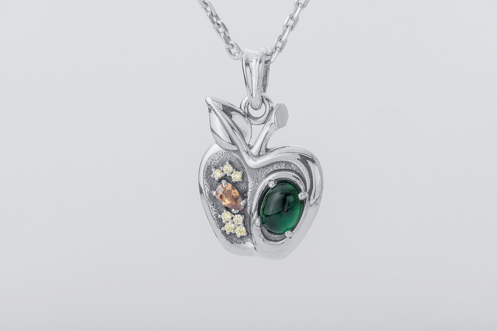 Apple Pendant with Gems, 925 Silver