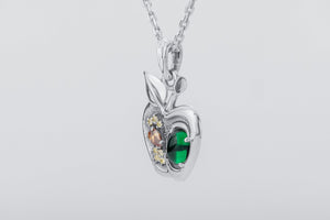 Apple Pendant with Gems, 925 Silver - vikingworkshop