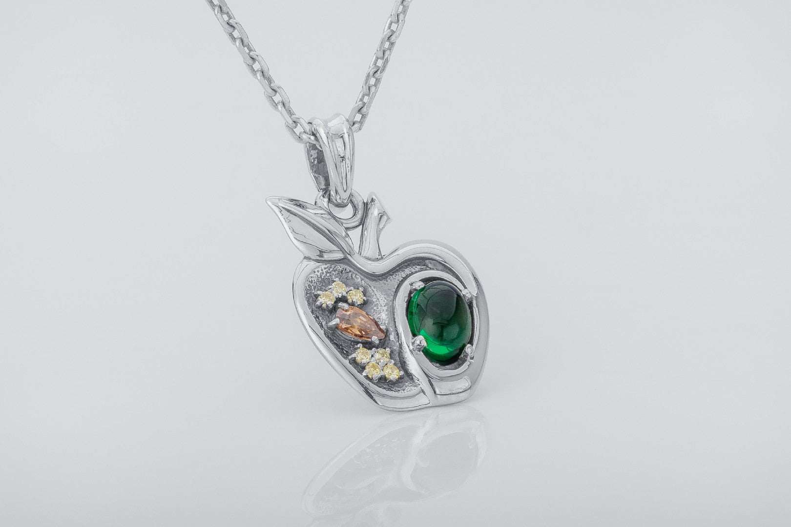 Apple Pendant with Gems, 925 Silver - vikingworkshop