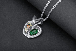 Apple Pendant with Gems, 925 Silver - vikingworkshop