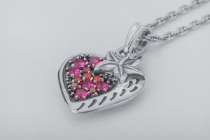 Strawberry Pendant with Gems, 925 Silver - vikingworkshop