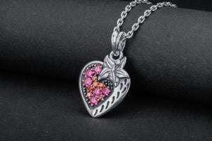 Strawberry Pendant with Gems, 925 Silver - vikingworkshop