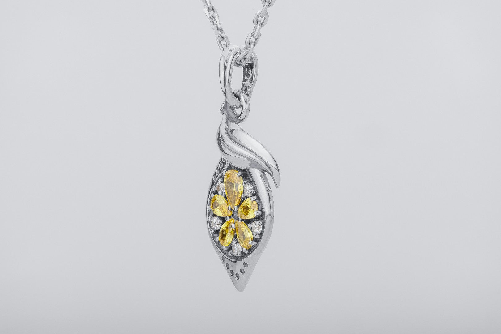 Lemon Pendant with Gems, 925 Silver
