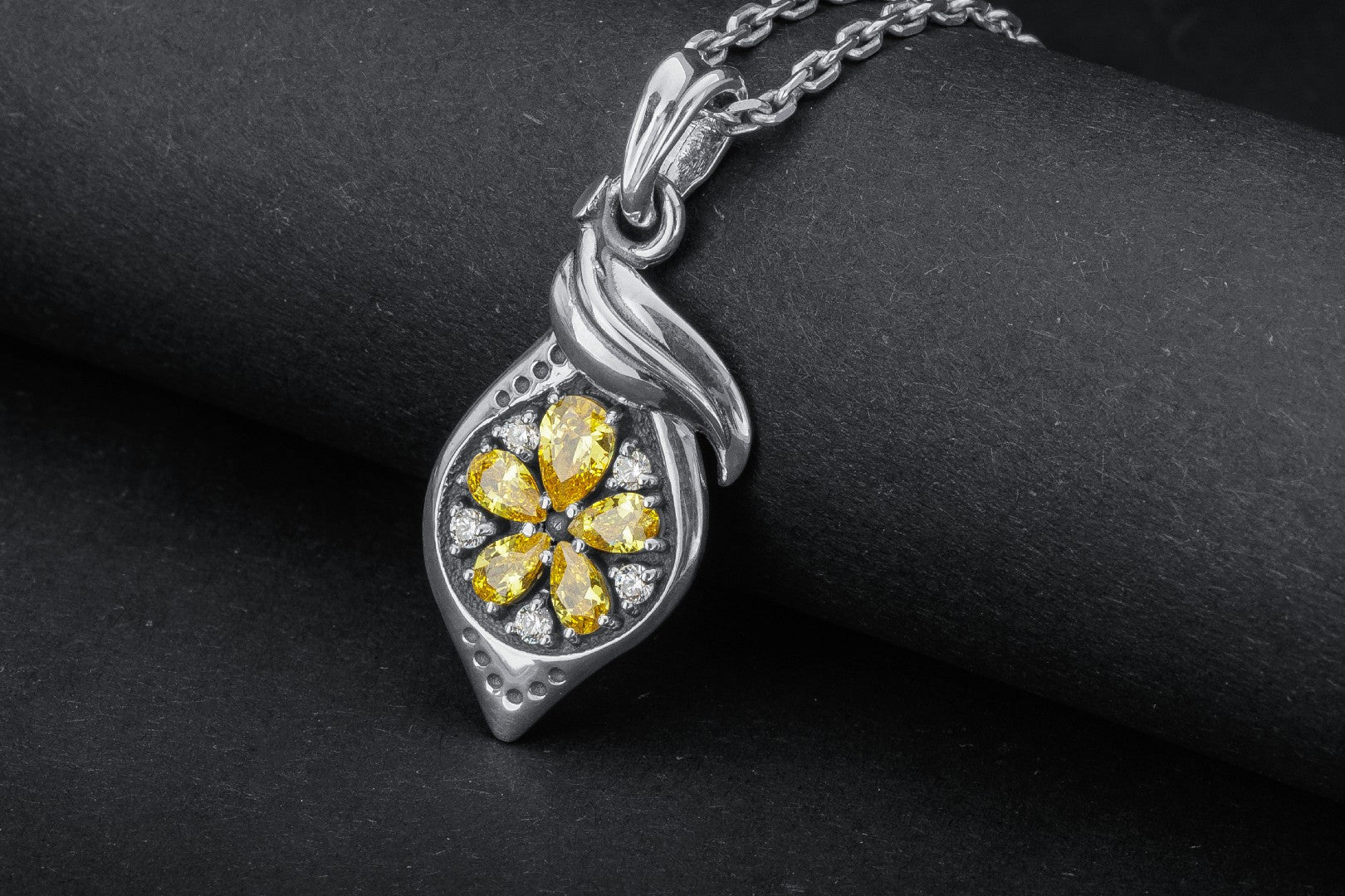 Lemon Pendant with Gems, 925 Silver - vikingworkshop