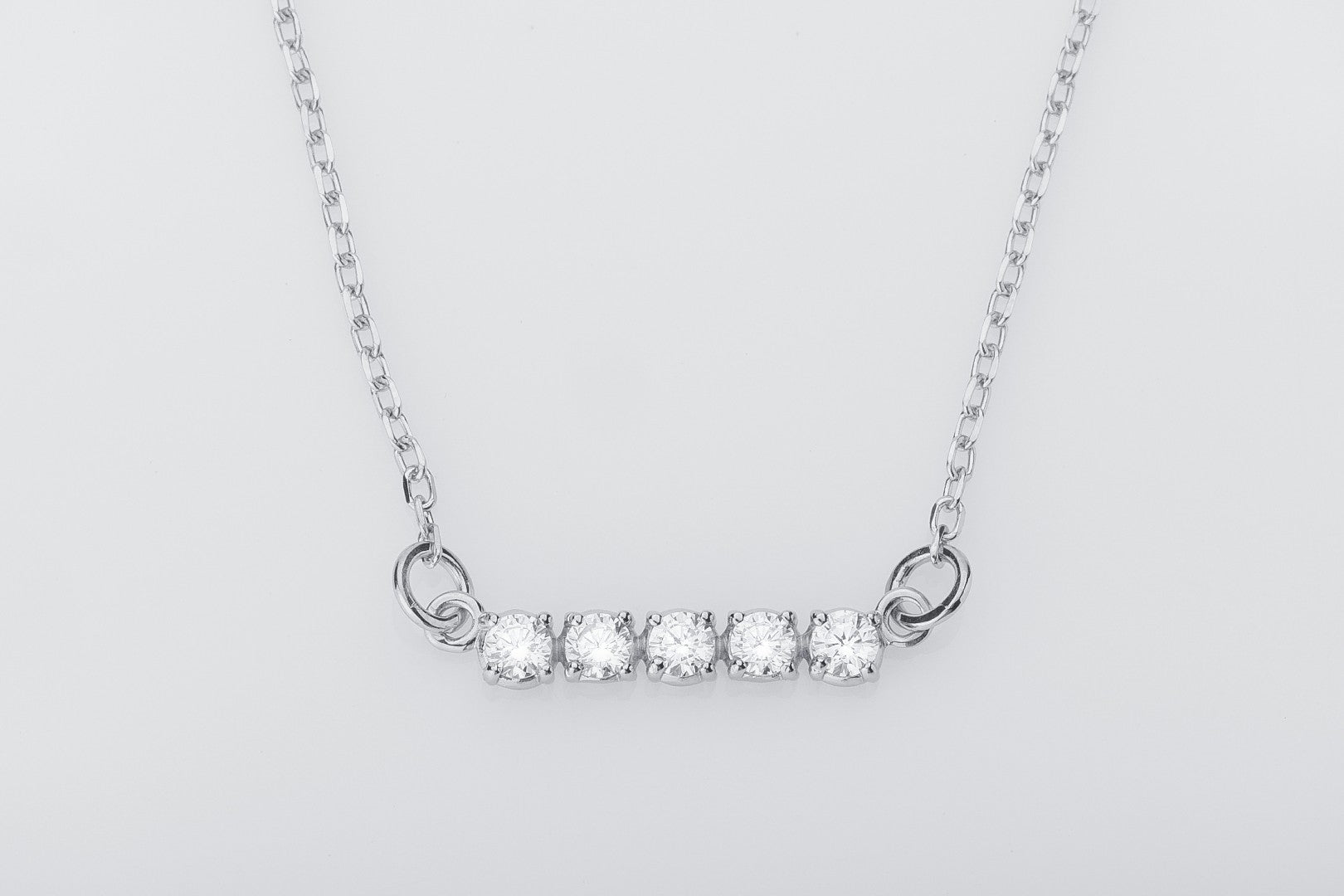 Minimalistic Necklace with Clear Gems, 925 Silver