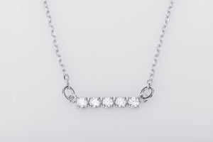 Minimalistic Necklace with Clear Gems, 925 Silver - vikingworkshop