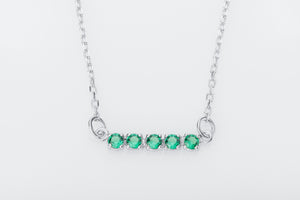 Minimalistic Necklace with Green Gems, 925 Silver - vikingworkshop