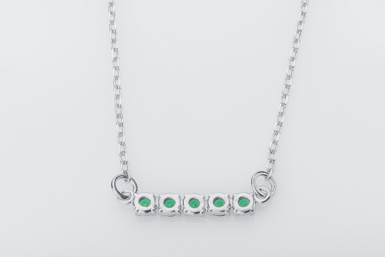 Minimalistic Necklace with Green Gems, 925 Silver - vikingworkshop