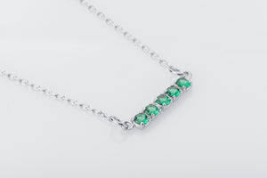 Minimalistic Necklace with Green Gems, 925 Silver - vikingworkshop