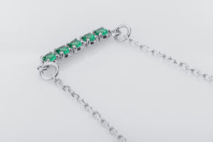 Minimalistic Necklace with Green Gems, 925 Silver - vikingworkshop