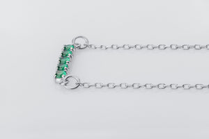 Minimalistic Necklace with Green Gems, 925 Silver - vikingworkshop