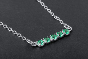 Minimalistic Necklace with Green Gems, 925 Silver - vikingworkshop